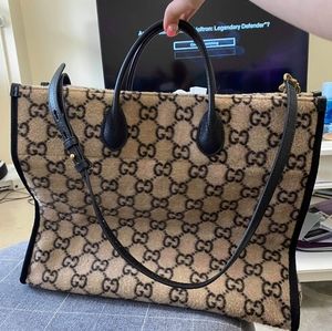 Beige Wool Gucci Tote